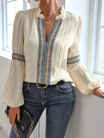 Camicia Boho a Manica Lunga con Elementi Tribali