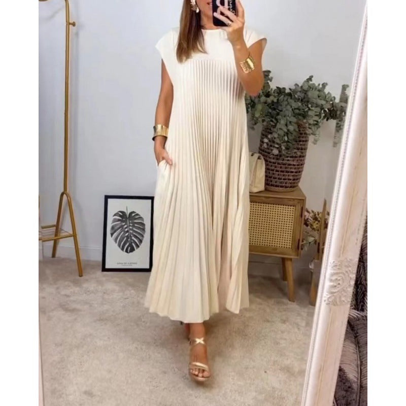 Elegant Pleated Long Dress