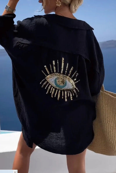Oversize Shirt with Turkish Eye Detail