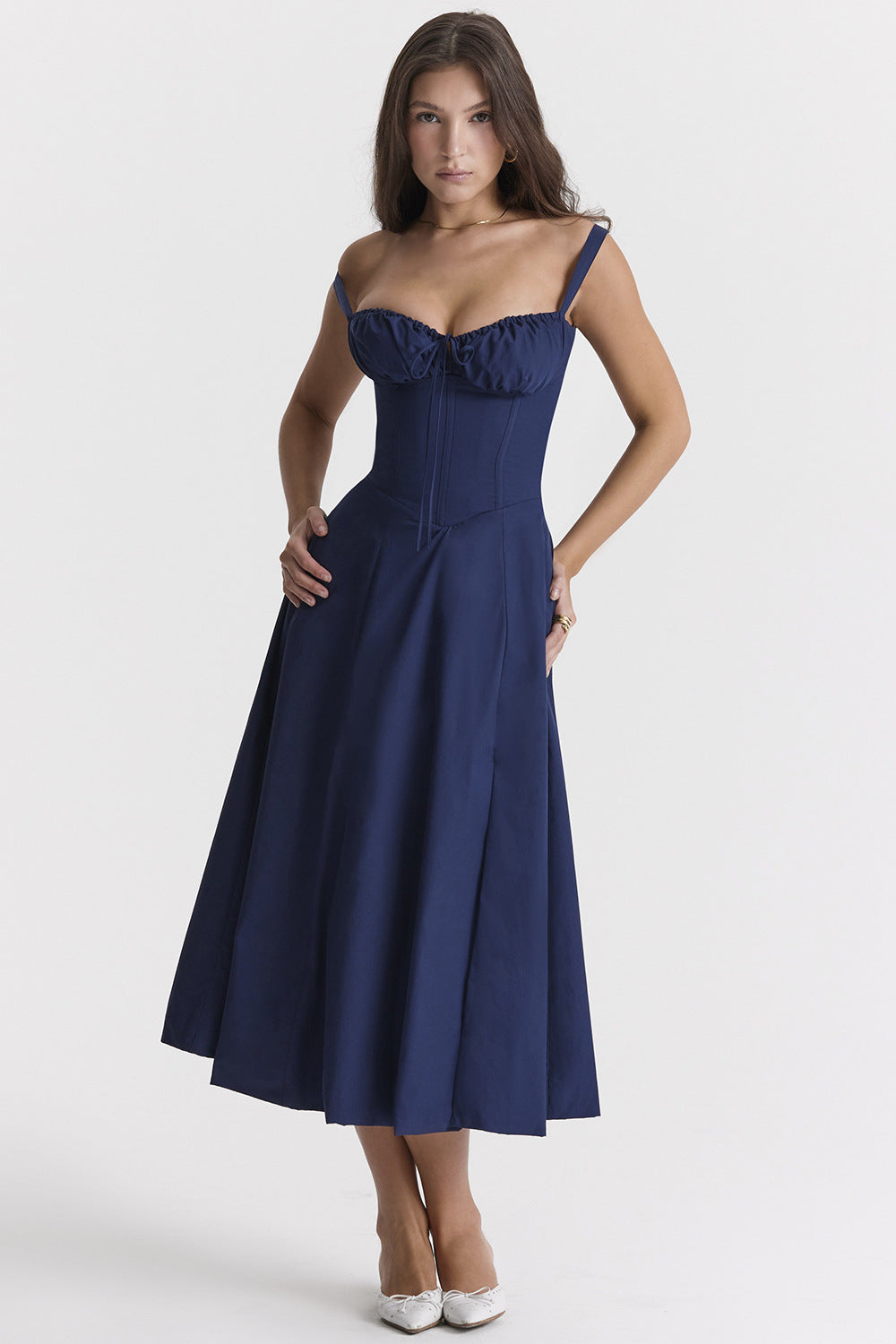Vestito Midi Charlotte con Top a Laccio e Spacco