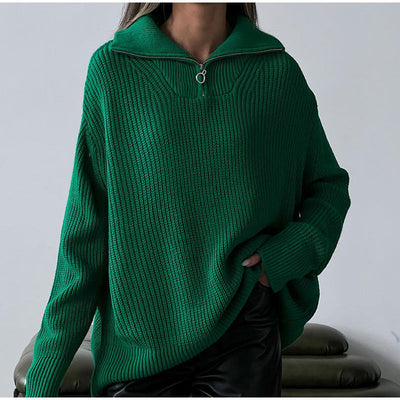Ellie - Maglione Oversize Donna con Collo Alto e Zip