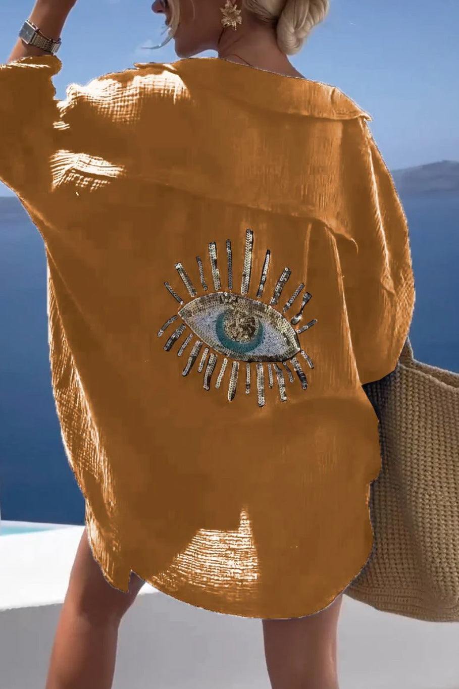 Oversize Shirt with Turkish Eye Detail