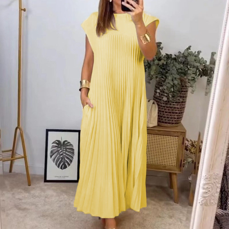 Elegant Pleated Long Dress