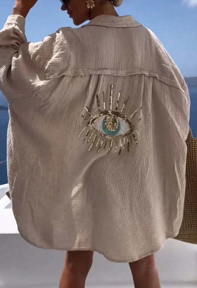 Oversize Shirt with Turkish Eye Detail