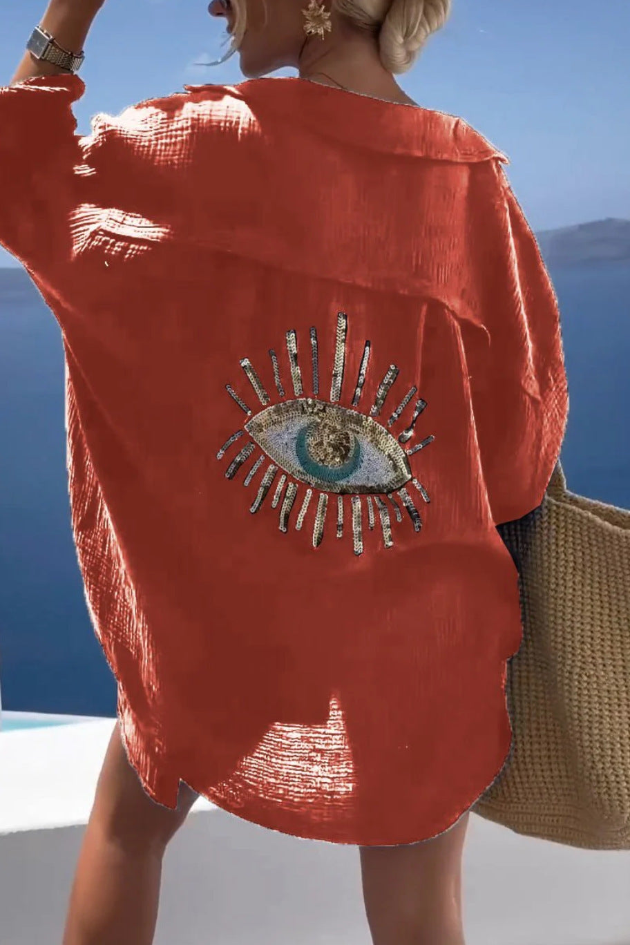Oversize Shirt with Turkish Eye Detail