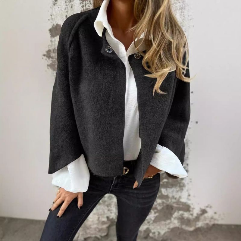 Chiara – Elegante Giacca Corto Donna in Look Cashmere con Maniche Svasate