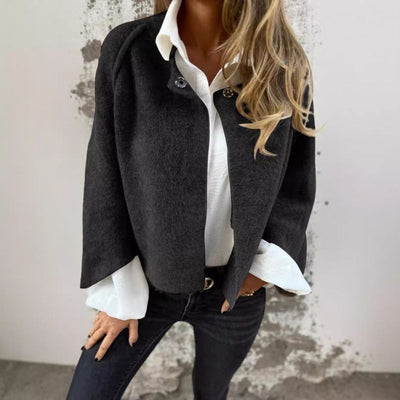 Chiara – Elegante Giacca Corto Donna in Look Cashmere con Maniche Svasate