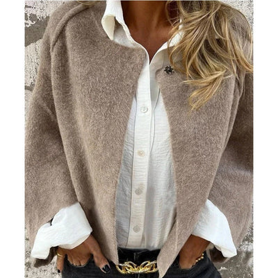 Chiara – Elegante Giacca Corto Donna in Look Cashmere con Maniche Svasate
