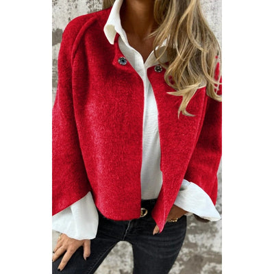 Chiara – Elegante Giacca Corto Donna in Look Cashmere con Maniche Svasate