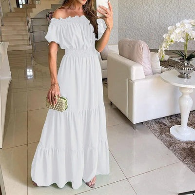 Chloe Elegante Vestito Lungo con Spalle Scoperte