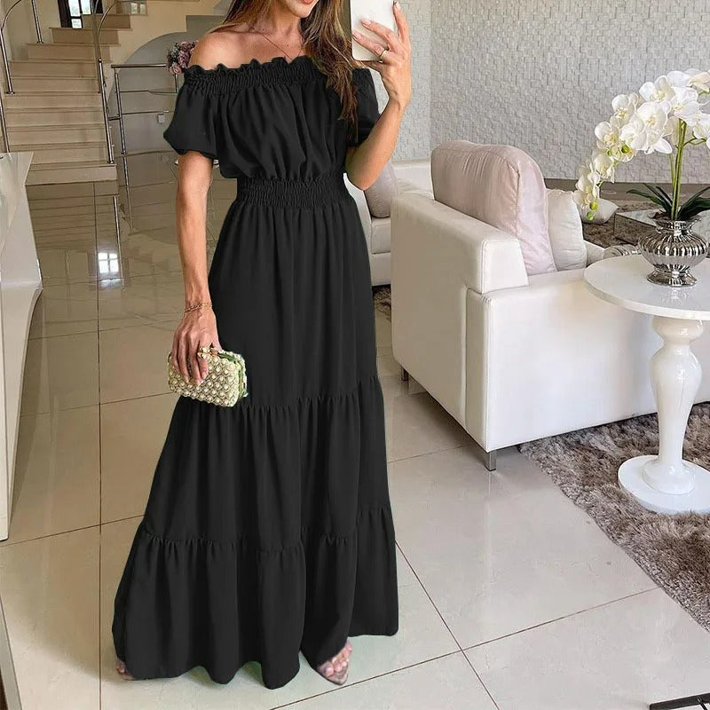 Chloe Elegante Vestito Lungo con Spalle Scoperte