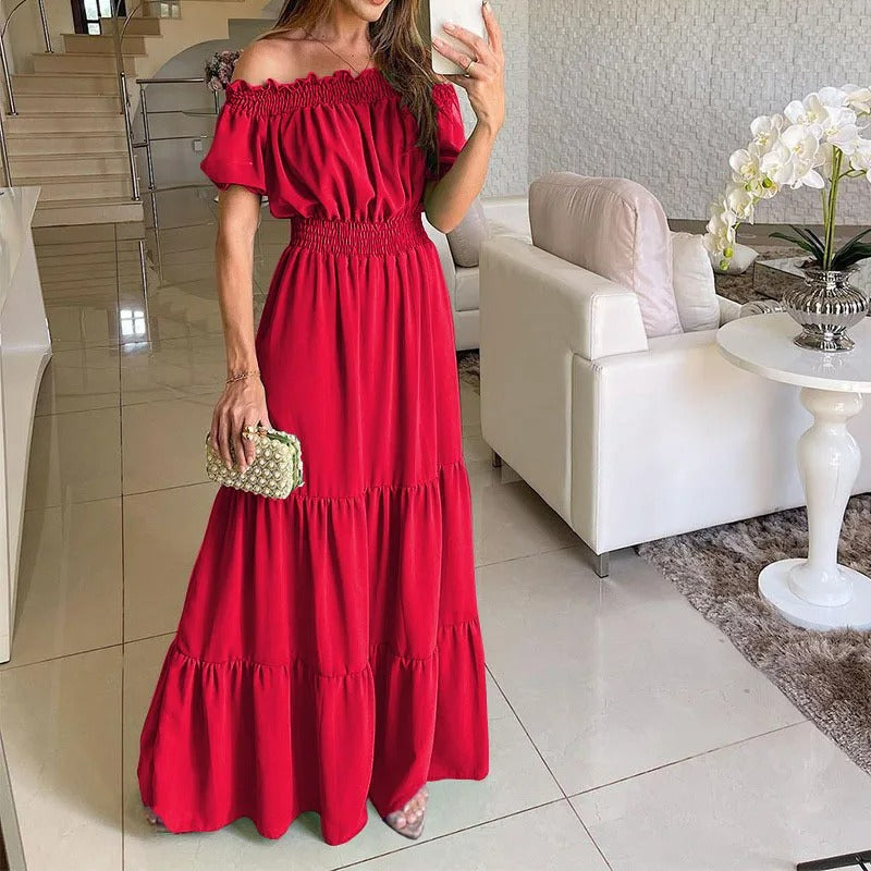 Chloe Elegante Vestito Lungo con Spalle Scoperte