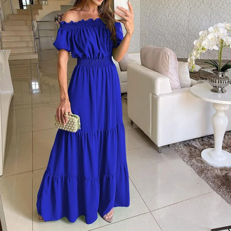 Chloe Elegante Vestito Lungo con Spalle Scoperte