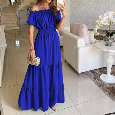 Chloe Elegante Vestito Lungo con Spalle Scoperte