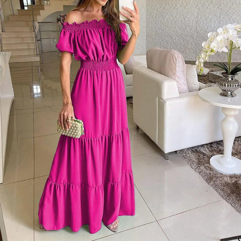 Chloe Elegante Vestito Lungo con Spalle Scoperte