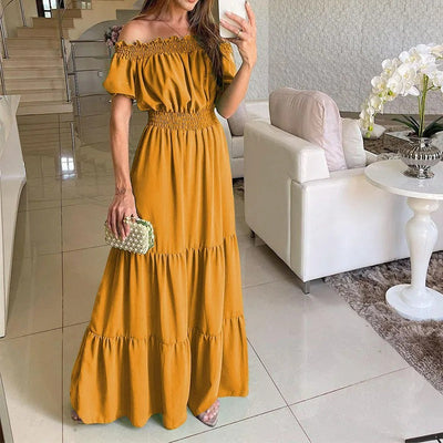 Chloe Elegante Vestito Lungo con Spalle Scoperte