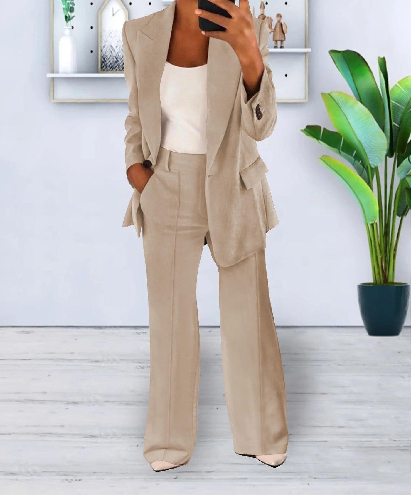 Completo Donna Elegante Bianco – Blazer e Pantaloni per Stile e Comfort