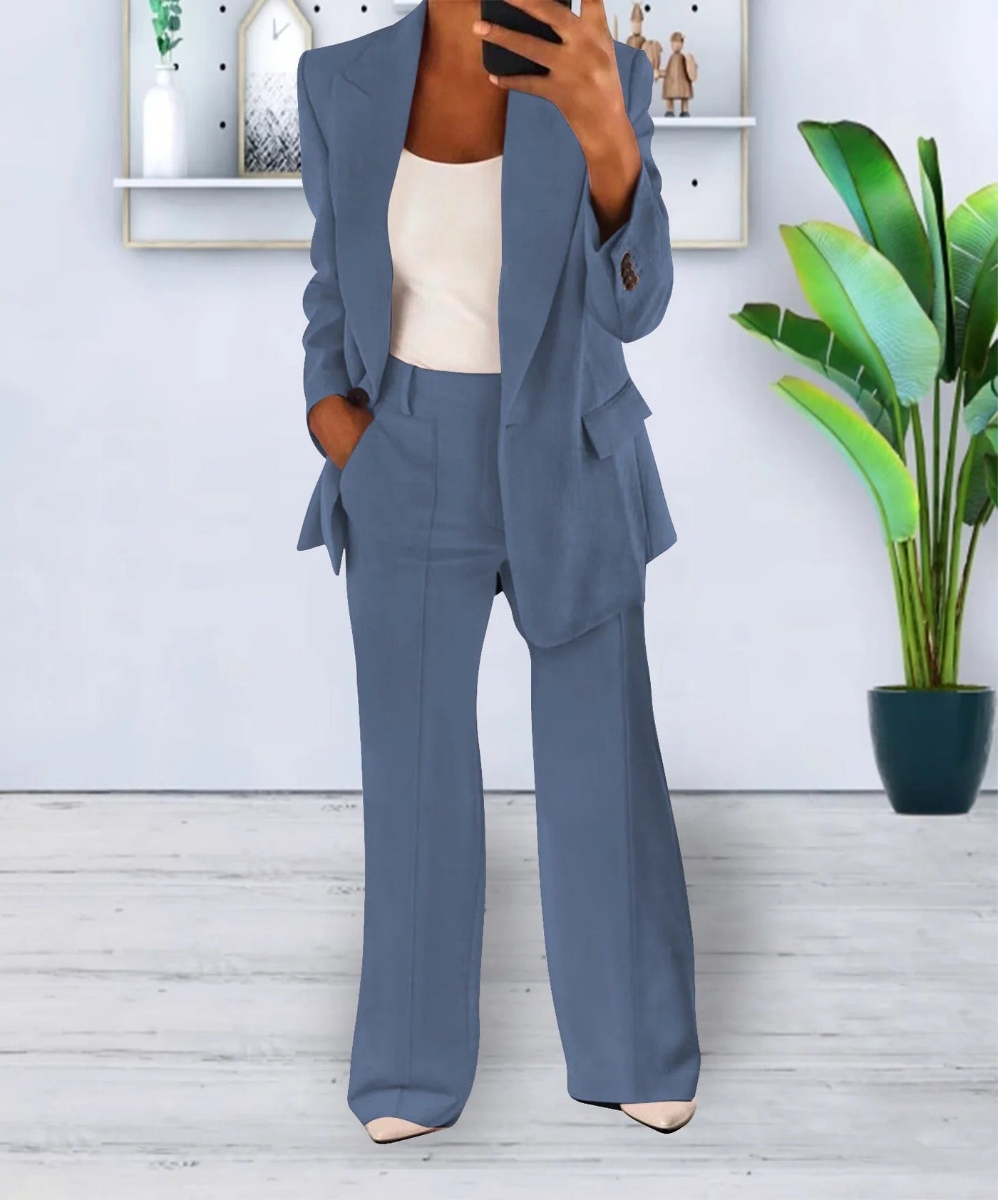 Completo Donna Elegante Bianco – Blazer e Pantaloni per Stile e Comfort