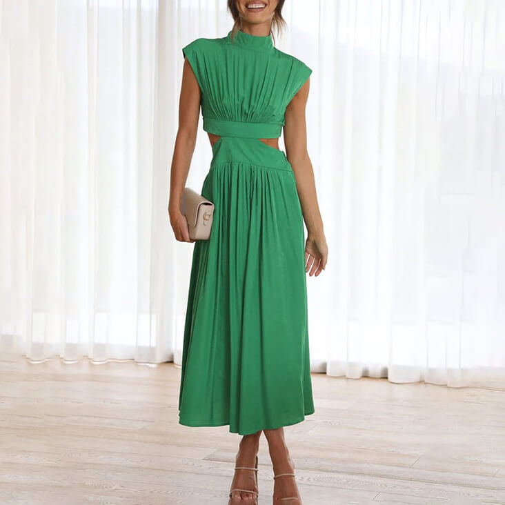 Selina - Abito Lungo Plissettato con Scollo Halter