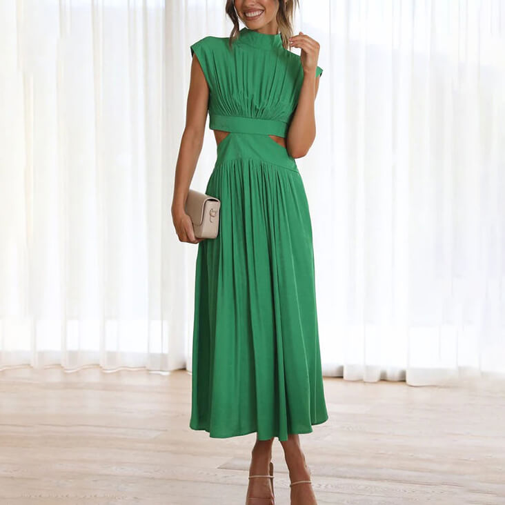 Selina - Abito Lungo Plissettato con Scollo Halter