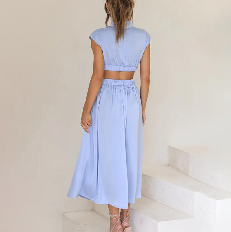 Selina - Abito Lungo Plissettato con Scollo Halter