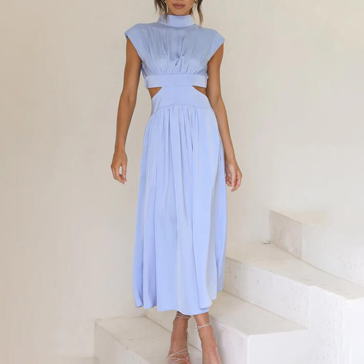 Selina - Abito Lungo Plissettato con Scollo Halter