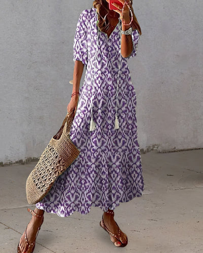 Abito Estivo Lungo con Stampa Boho