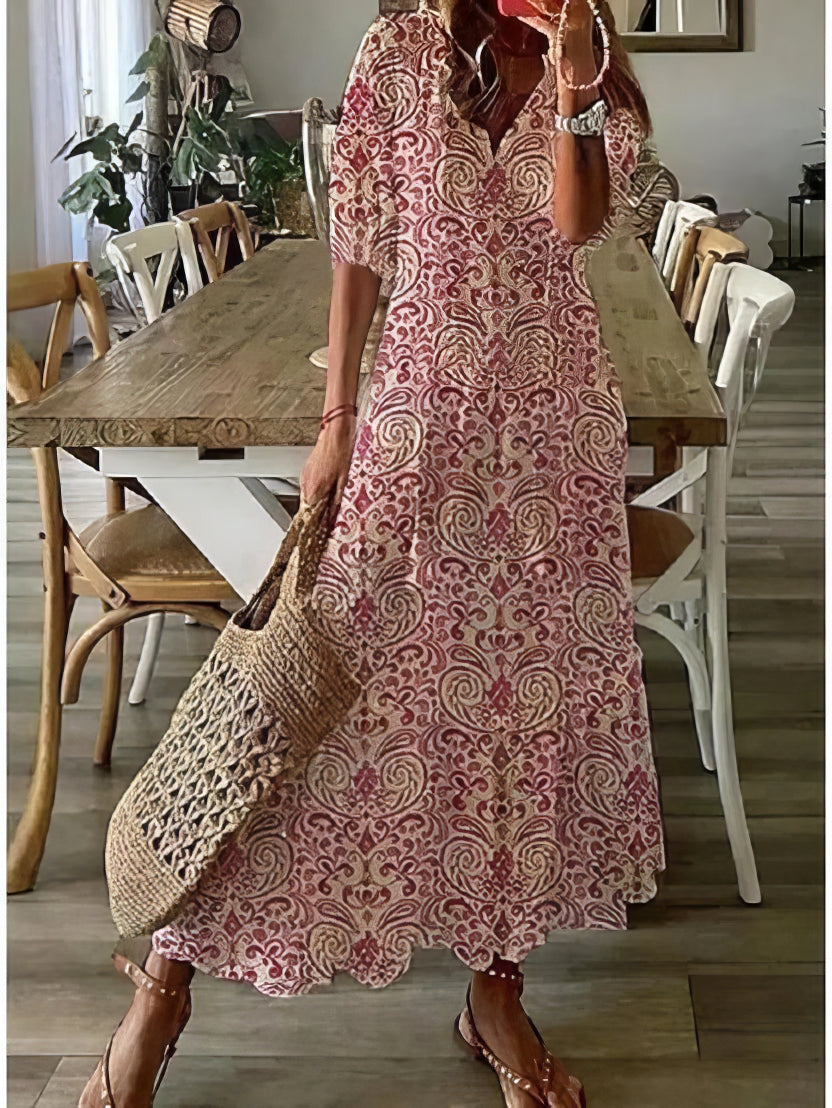 Abito Estivo Lungo con Stampa Boho