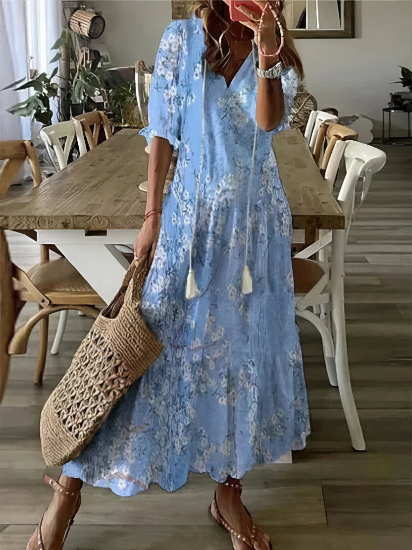 Abito Estivo Lungo con Stampa Boho