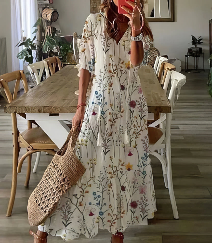 Abito Estivo Lungo con Stampa Boho