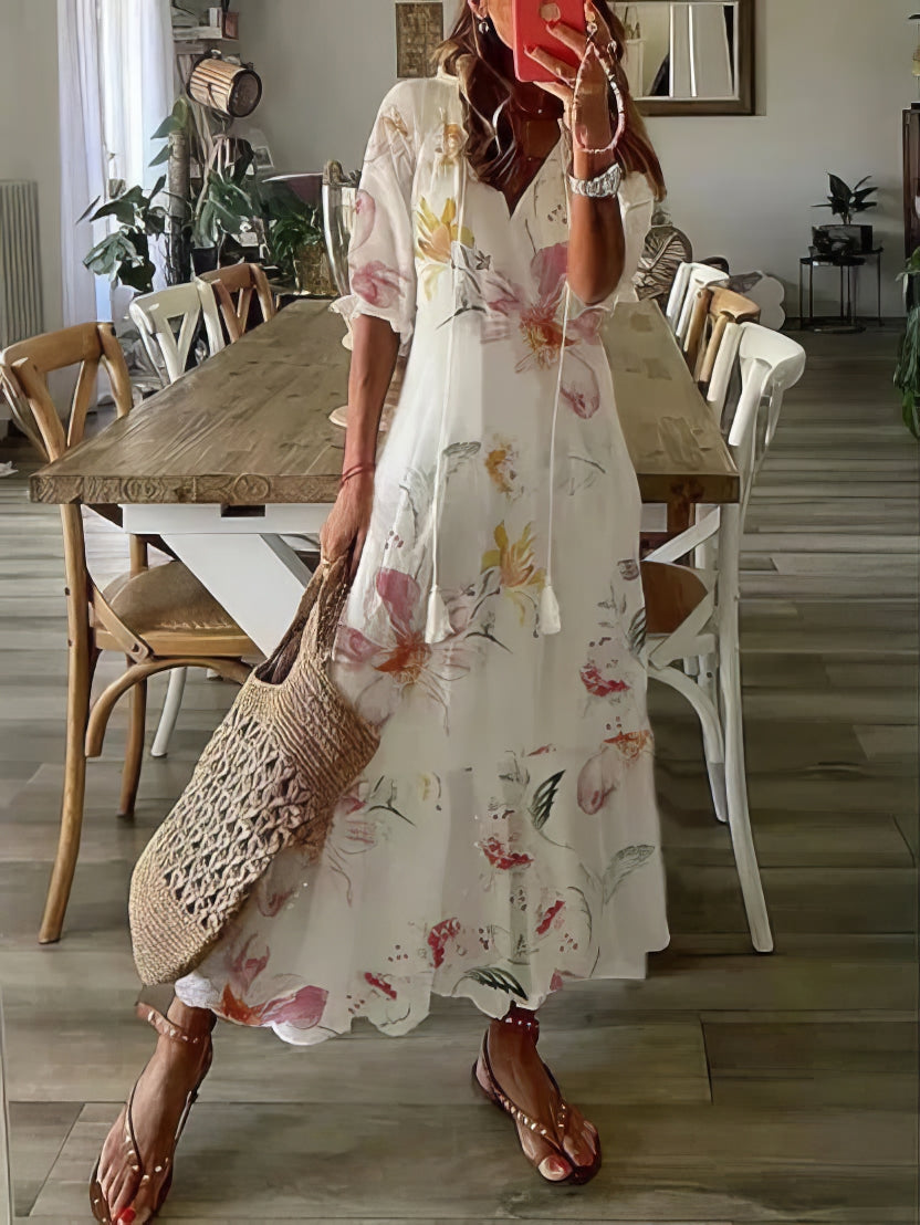 Abito Estivo Lungo con Stampa Boho